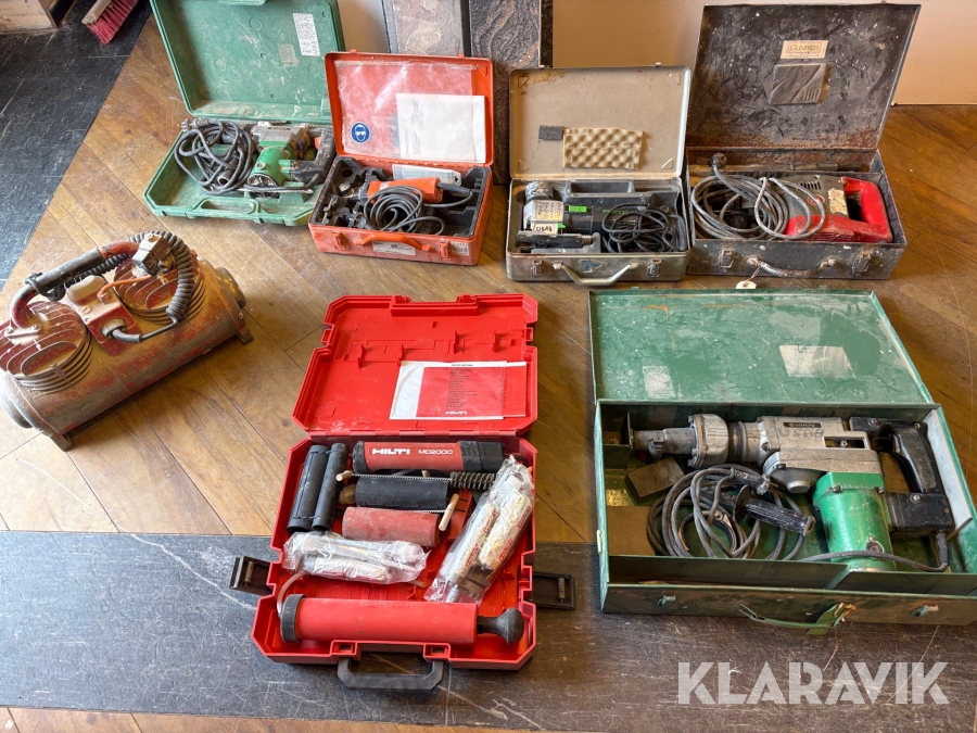 Diverse Byggmaskiner samt kompressor 8st