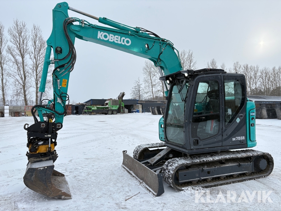 Grävmaskin Kobelco SK 75SR-7 med tiltrotator, grip & skopor