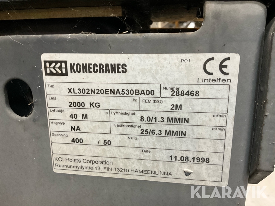Telfer Konecranes 2000kg