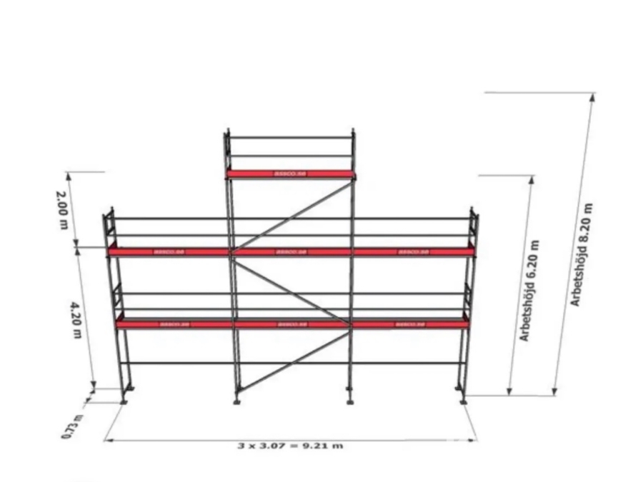 Ställning gavel Altrad 9x6 Med Gaveltopp paket