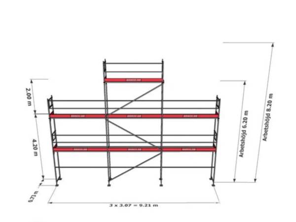 Ställning gavel Altrad 9x6 Med Gaveltopp paket