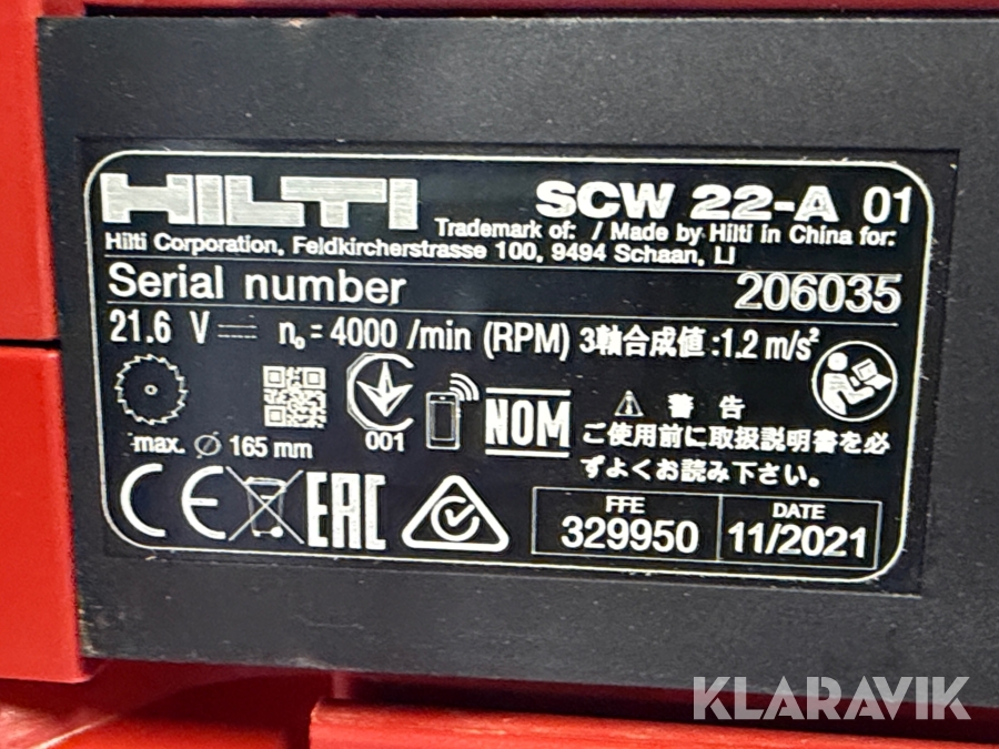 Parti med Verktyg Hilti SJT-G-A22/ SR4-A22/ SCW-22A/ SF4-A22
