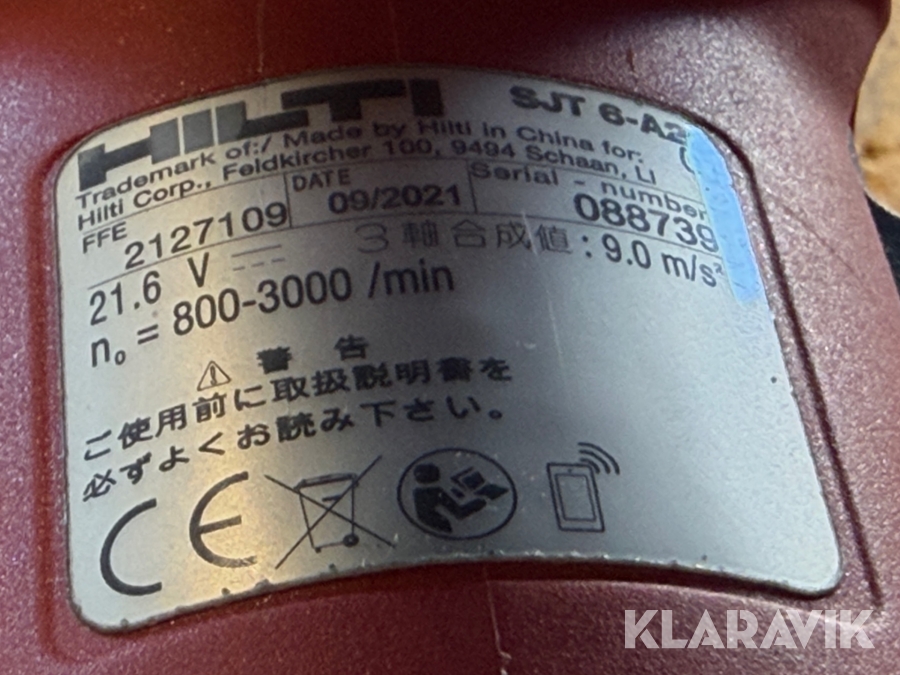 Parti med Verktyg Hilti SJT-G-A22/ SR4-A22/ SCW-22A/ SF4-A22