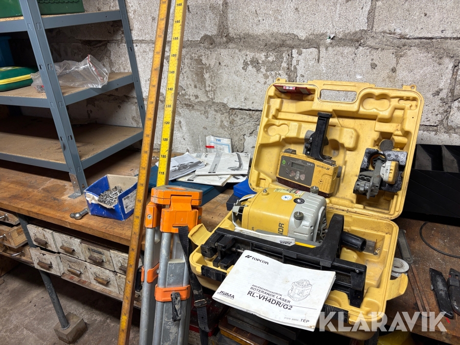 Rotationlaser Topcon RL-VH4DR med stativ och mätsticka