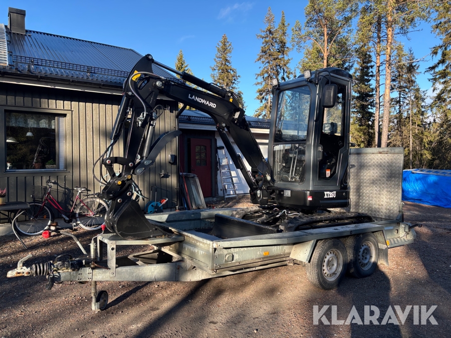 Grävmaskin Landward XT25U med släp & flera redskap