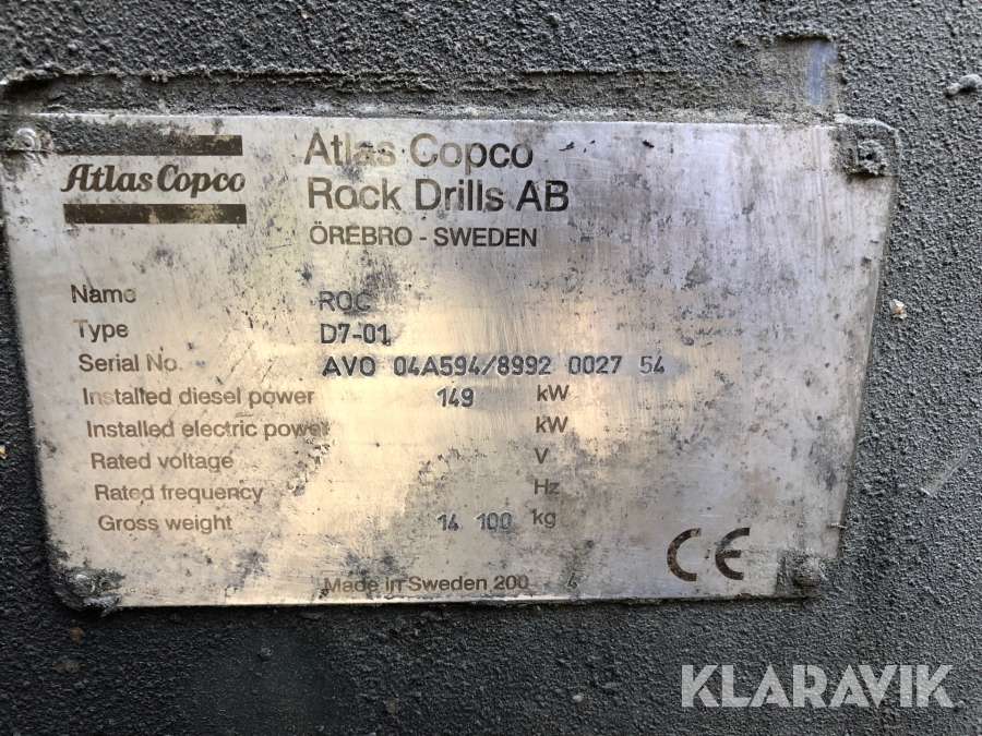 Borr och borrvagn Atlas Copco ROCD7 
