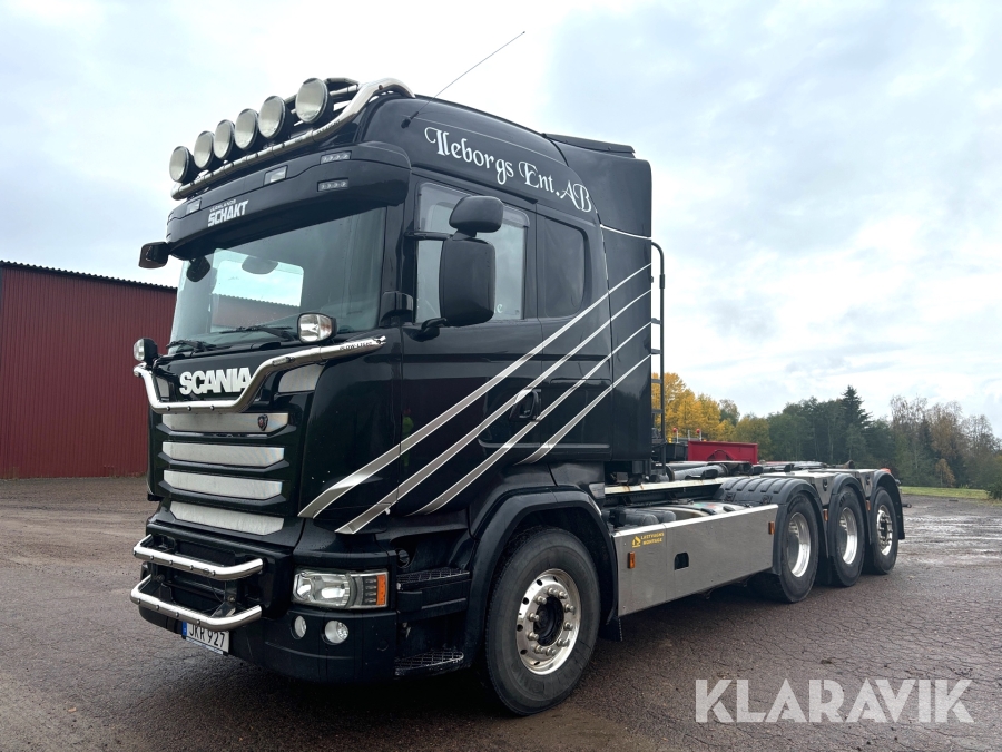 Lastväxlare/Krokbil Scania R490 med plogutrustning