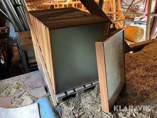 Frostade kontorsfönster i teak 1020x870mm 12st