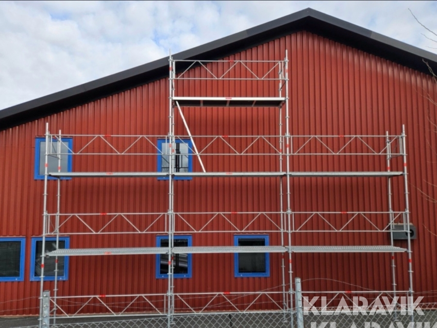 Byggställning Altrad/Assco 9x6m plus gaveltopp & Horisontal-Dubbelräcke