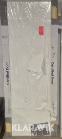 Branddörr 9x21, vit massivdörr, klass S6 EI30/Rw38 dB, vänsterhängd