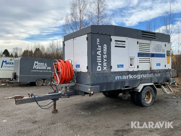 Kompressor Atlas Copco Drill Air XRYS 577 med vagn