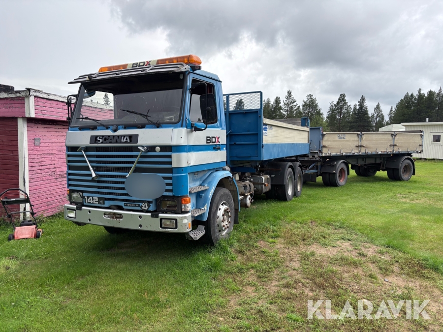 Flakbilsekipage Scania R142H 6X2 46 med släp Ilsbo T1-2-S