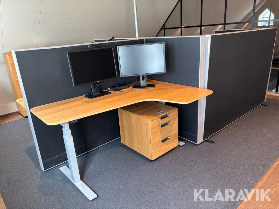 Kontorslandskap ROL Ergo Skrivbord med hurtsar, skåp och skärmväggar