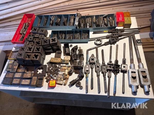 Parti med gängtappar Ridgid m.m.