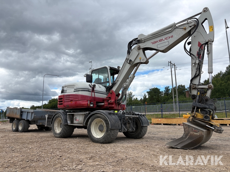 Grävmaskin Takeuchi TB295W med tippvagn och redskap