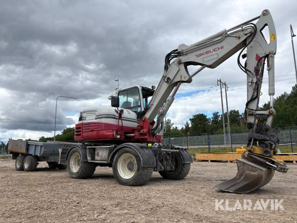 Grävmaskin Takeuchi TB295W med tippvagn och redskap
