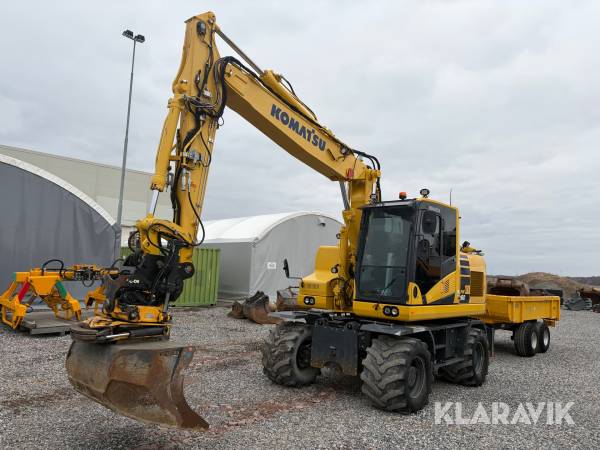 Hjulgrävare Komatsu PW160-11 med tippvagn och redskap