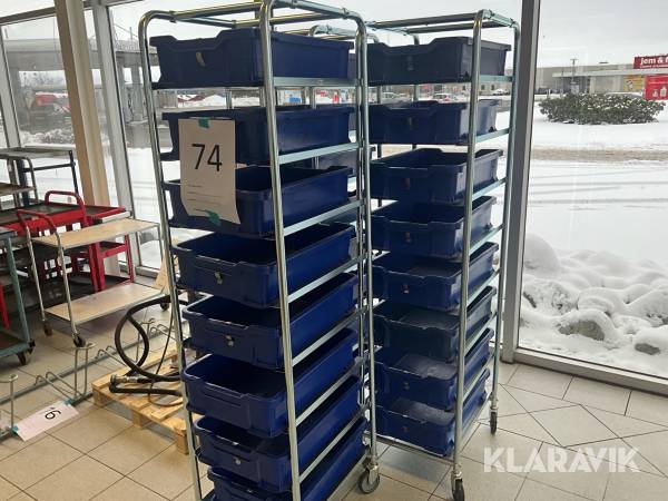 Hyllställ med lådor 3 vagnar