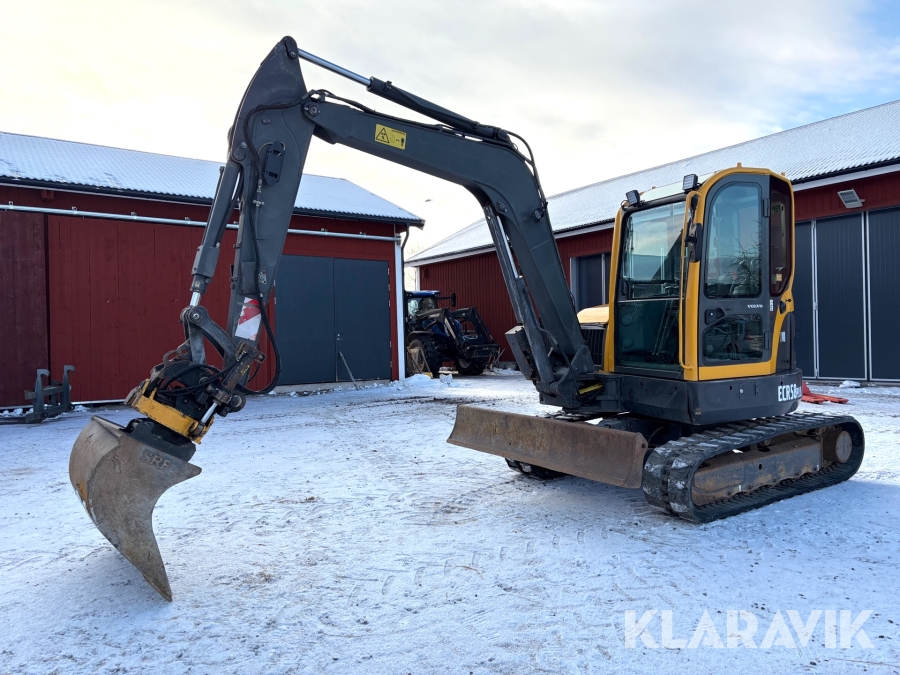 Grävmaskin Volvo ECR58 Plus med tiltrotator och planeringsskopa