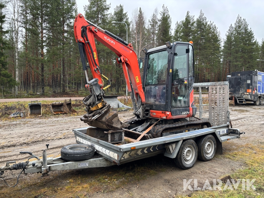 Grävmaskin Kubota U27-4 HI med släp