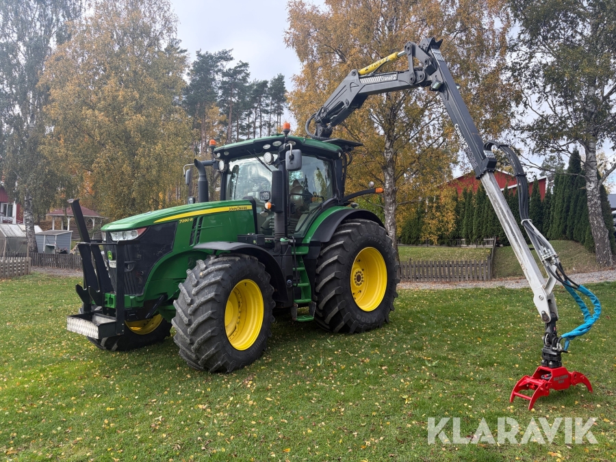 Traktor med kran John Deere 7290R