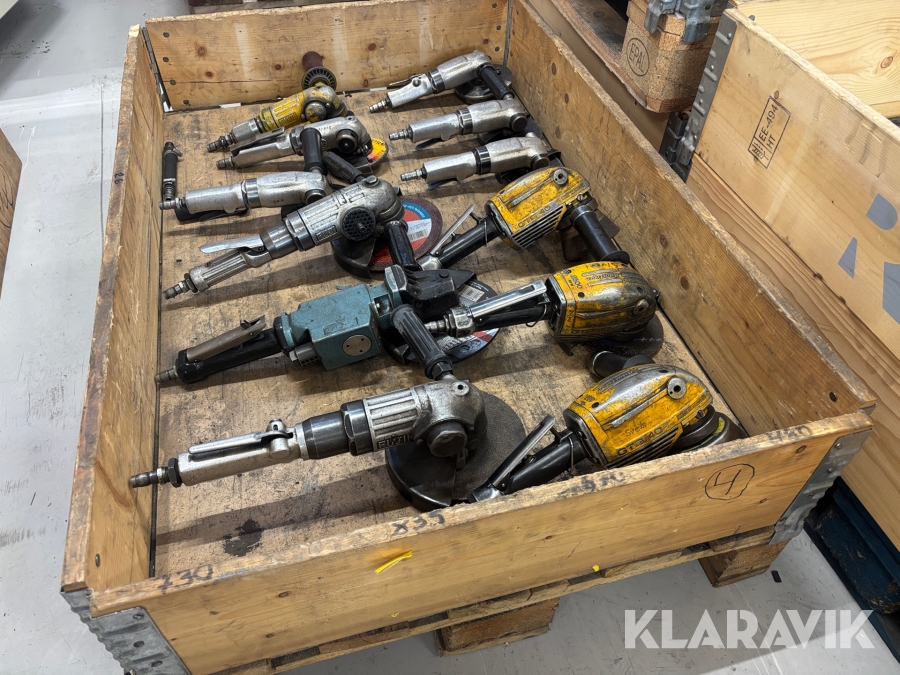 Parti med tryckluftsdrivna vinkelslipar