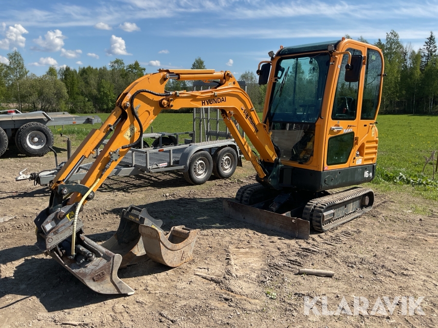 Minigrävare Hyundai Robex 16-9 med trailer