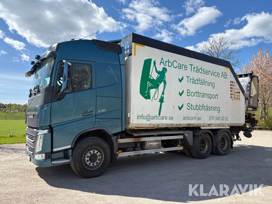 Timmerbil Volvo FH 540 Timmerkran dubbla utskjut, ca 50m3 Container