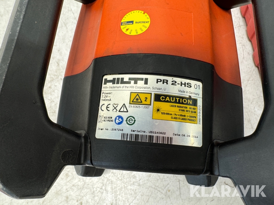 Planlaser Hilti PR 2-HS, Svalöv, Klaravik auktioner