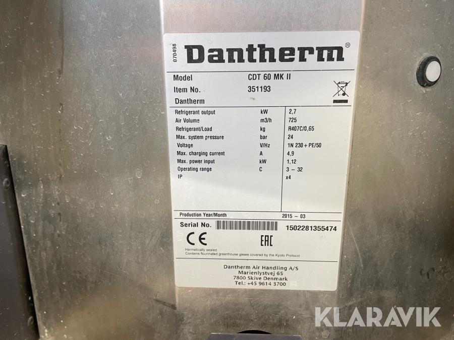 Avfuktare Dantherm CDT 60, Svalöv, Klaravik auktioner