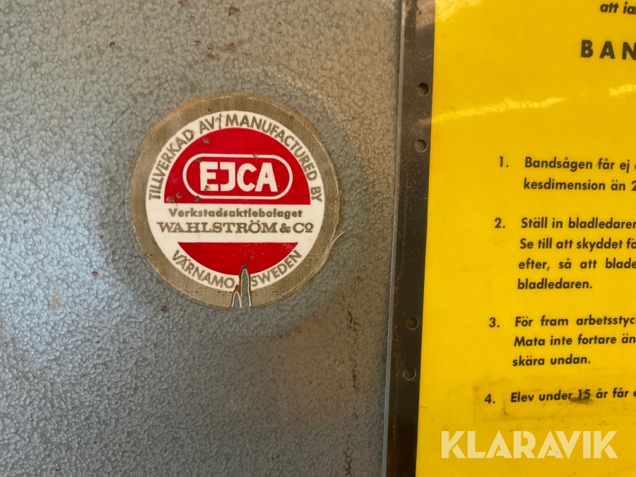 Bandsåg Ejca, Tingsryd, Klaravik auktioner
