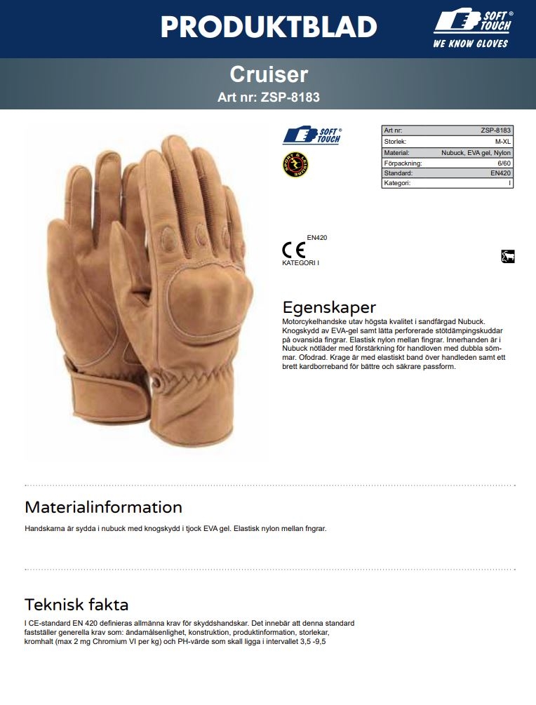 Motorcykel handskar 2 par L