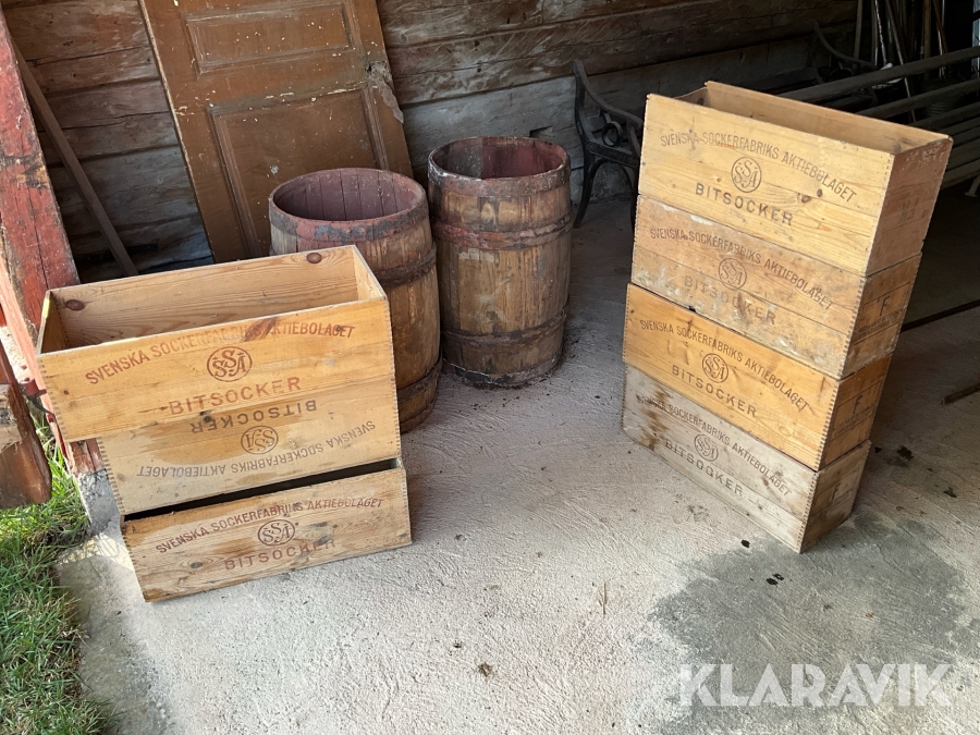 Sockerlådor och trätunnor