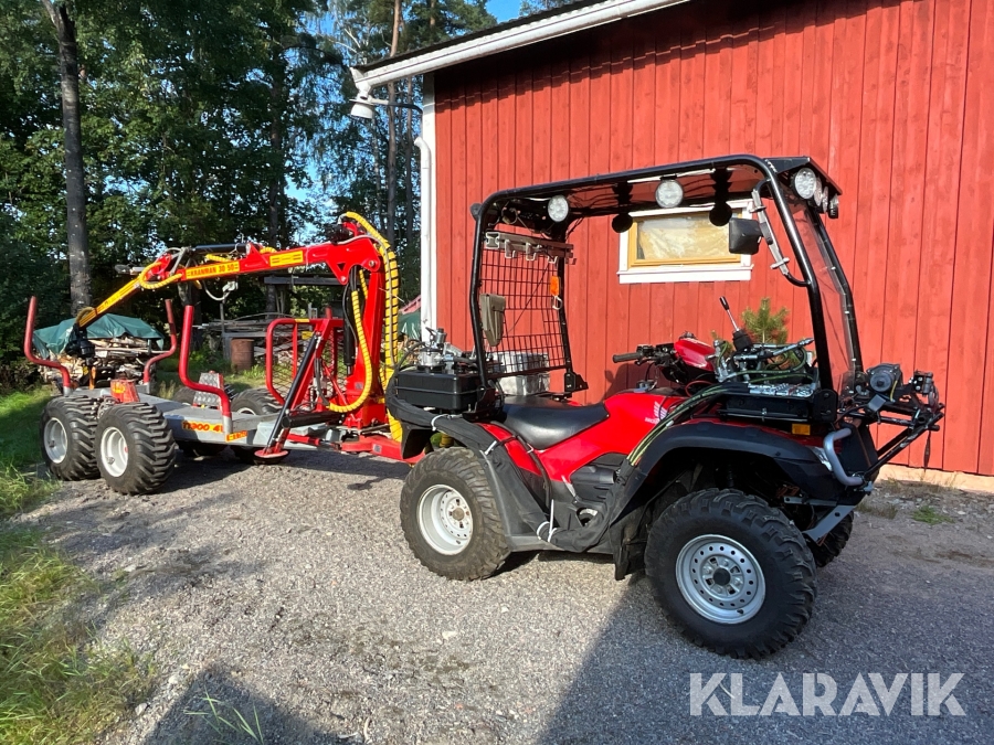 Skogsekipage ATV Honda TRX500FEB + Kärra  Kranman drift, ramstyrning, hydrauliska stödben
