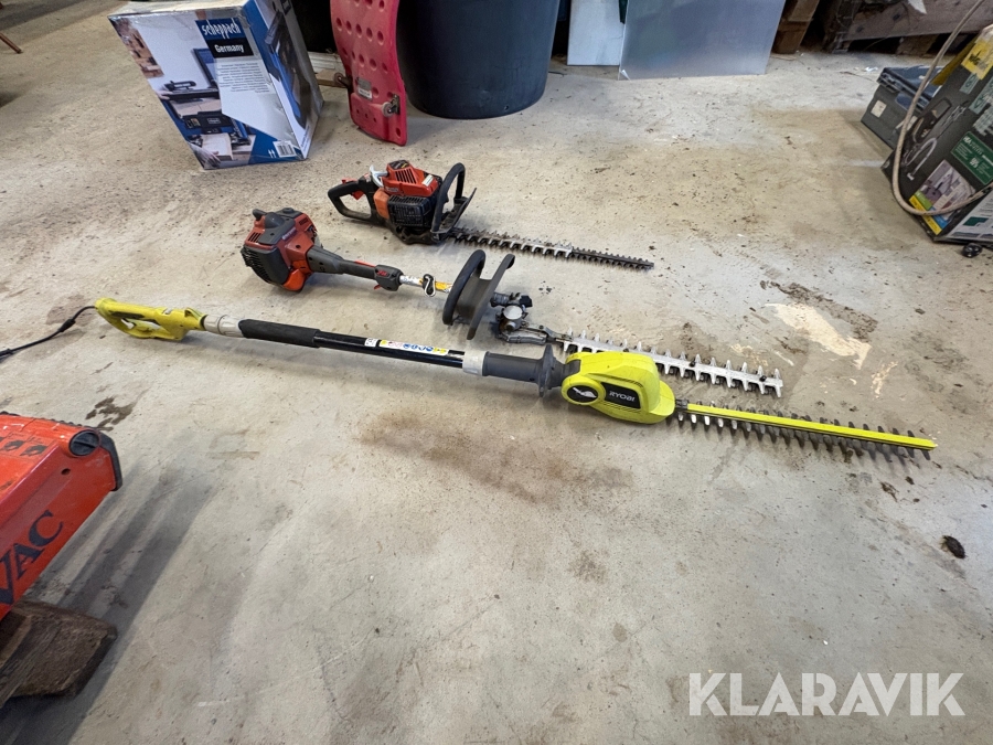 Parti med häcksaxar Husqvarna, Tanaka, Ryobi Motor samt eldrift