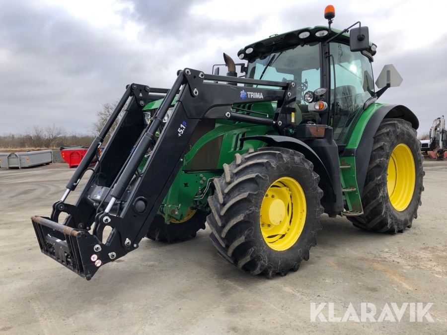 Traktor John Deere 6150 R med fronlyft och frontlastare