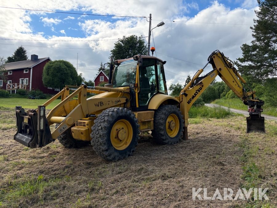 Grävlastare Komatsu WB97S med Skevfäste och redskap