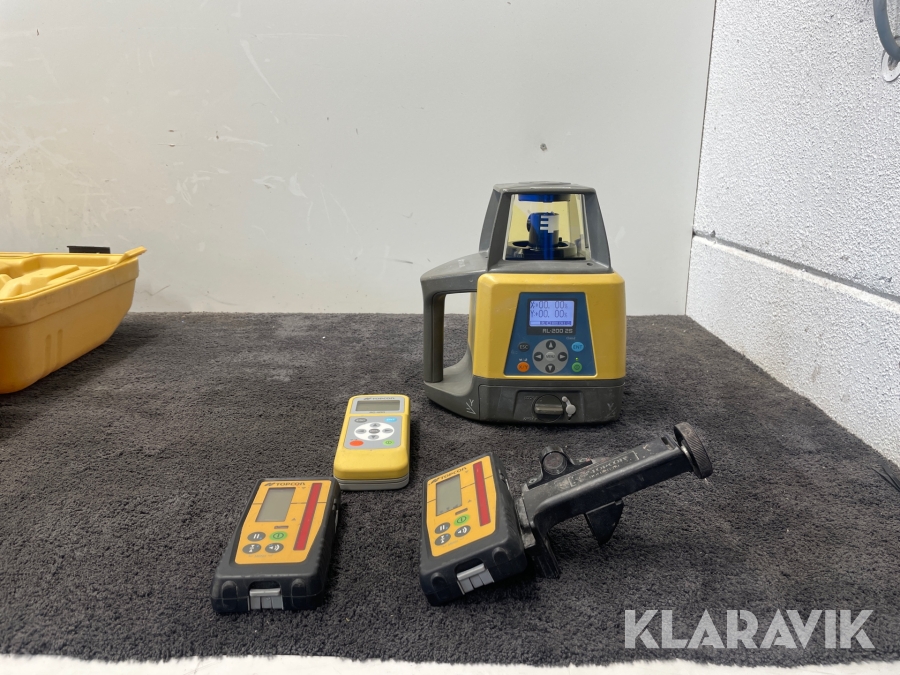 Tvåfallslaser, lasermottagare Topcon RL-200 2S, LS100D, såld på svensk auktion för 18 100 kr