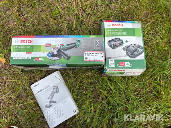 Vinkelslip Bosch AdvancedGrind 18 inklusive batteri och laddare.