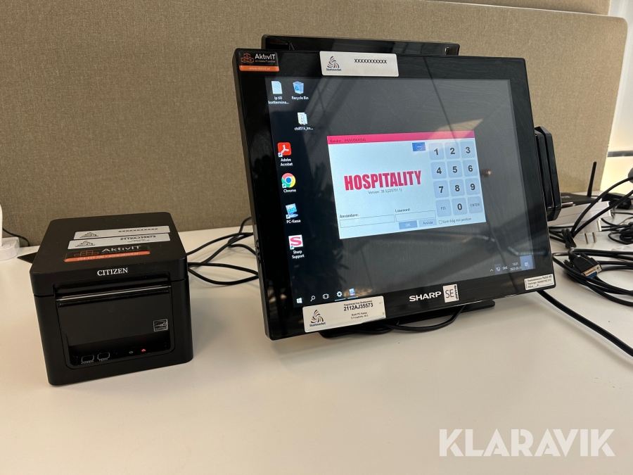 Kassasystem Sharp RZ-E3L5E-BK med kvittoskrivare & kablage