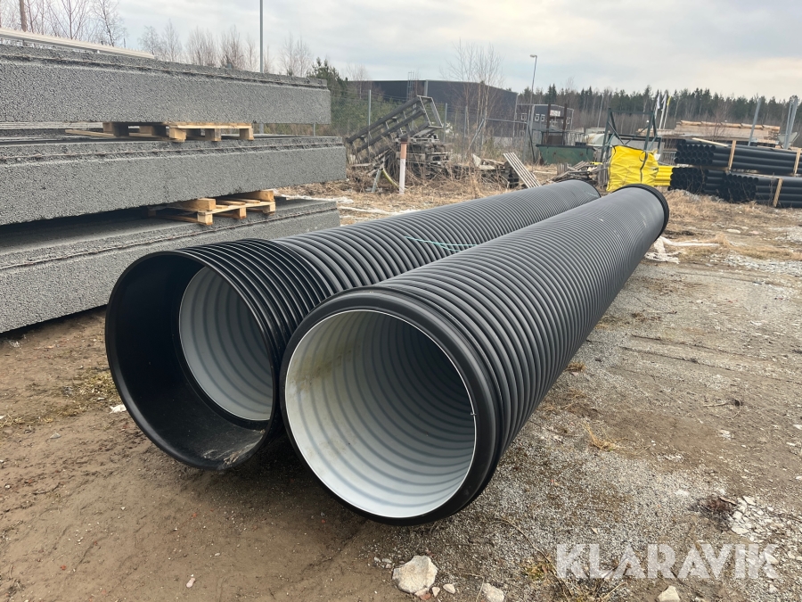 Vägtrummor/ dagvattenrör dn600 PP, 2 st - SN8, Nordic Poly Mark Kompletta med muff och gummiring