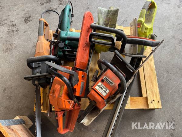 Motorsågar 5 st samt delar & trimmertillbehör