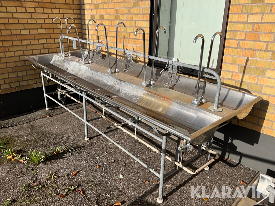 Tvättställ rostfri, 5x2 platser