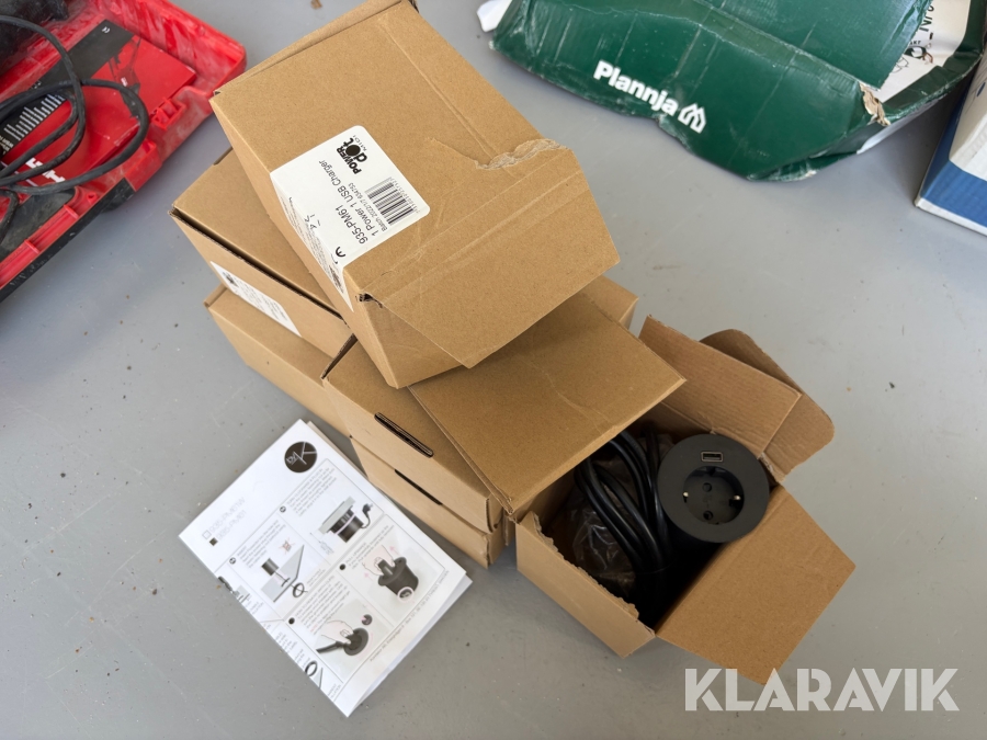 Infällda bordsuttag Power Dot 6 st 