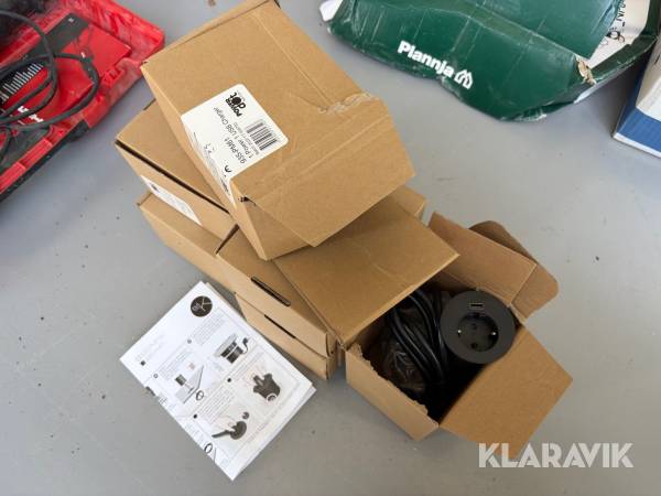 Infällda bordsuttag Power Dot 6 st 