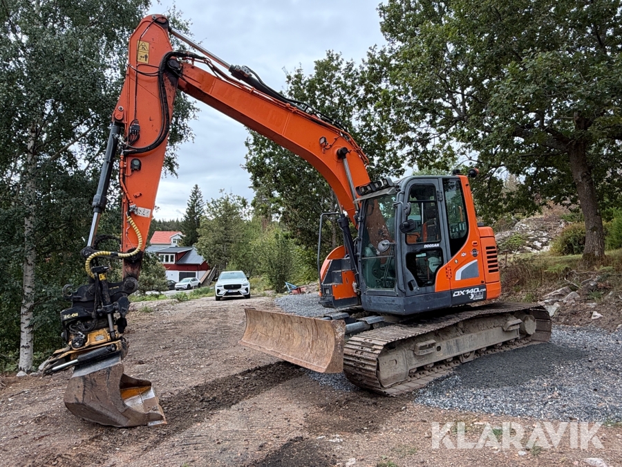 Grävmaskin Doosan DX140LCR-5 med tiltrotator och redskap, Nyservad