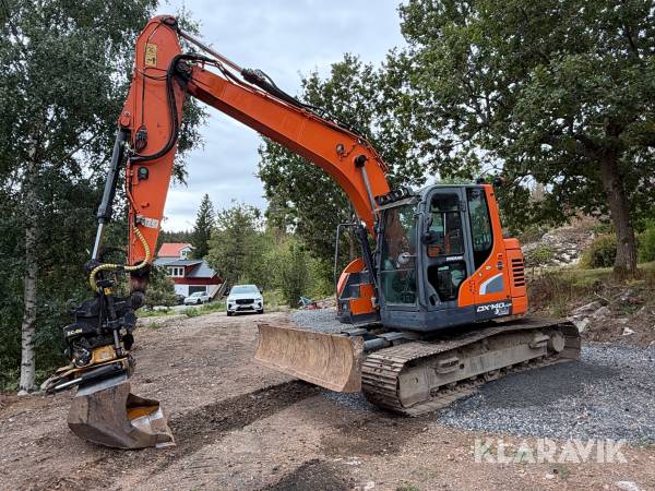 Grävmaskin Doosan DX140LCR-5 med tiltrotator och redskap, Nyservad