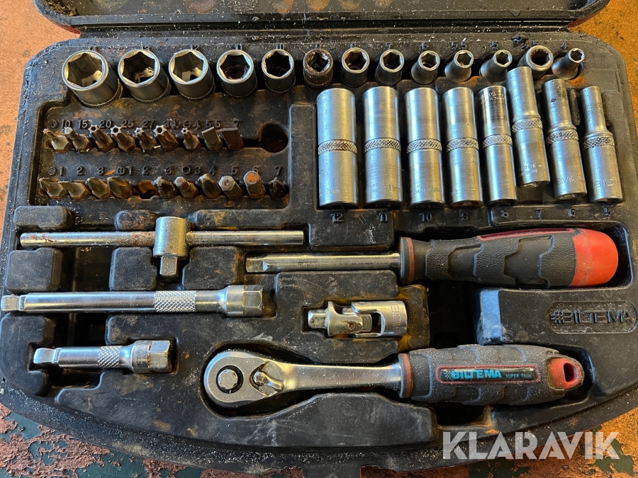 Hylsnyckelsats/Bitsats Biltema 4-14mm