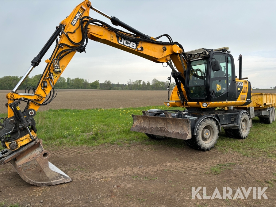 Hjulgrävmaskin JCB JS145W med tiltrotator, tippvagn, grävsystem och redskap
