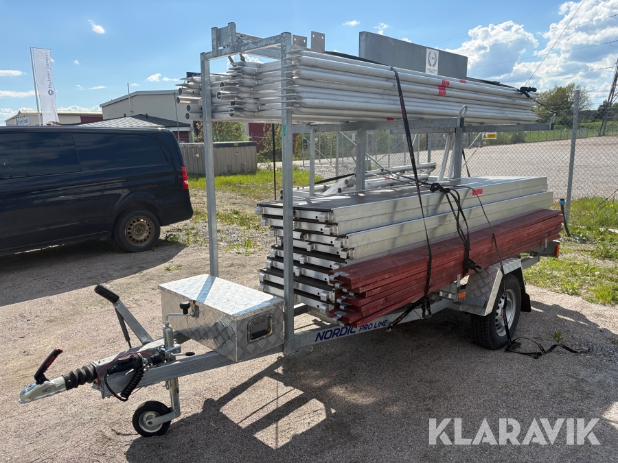 Ställningstrailer Assco Quadro med gavelskyddspaket